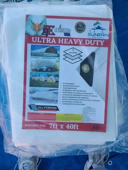 7ft × 40ft Ultra Heavy Duty White Tarp
