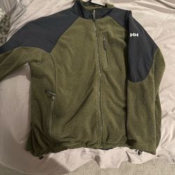 Helly Hanson Fleece Jacket XL Forest Green Olive Green/Grey