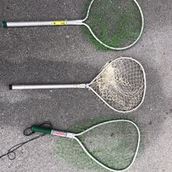 Lot Of 3 Fishing Landing Nets Aluminum Vintage 