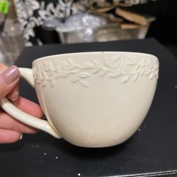 Elegant Cream Embossed Mug