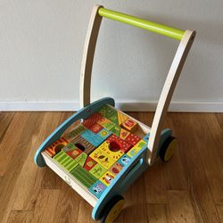 Wood Baby Walker With Blocks