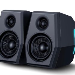 Sanyun SW209 36W Computer Gaming PC Speakers - Multiple EQ Sound Mode - Bluetooth 5.0 USB 3.5mm Aux Inputs -RGB Lights - 2.0 Multimedia Speakers - for