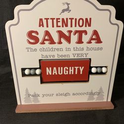Christmas Naughty Or Nice Table Sign Wooden