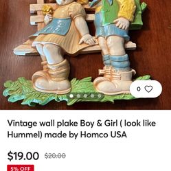 Vintage  Made In U SA Boy And Girl  Decoration 