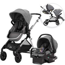 DOUBLE STROLLER Evenflo Pivot Xpand Modular Travel System with SafeMax Infant Car Seat


