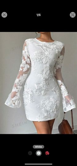 White Short Floral Dress Large