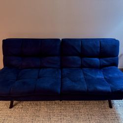 Mainstays Memory Foam Futon with 72in. x 34in. x 32in, Blue Faux Suede