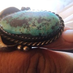 HUGE TURQUOISE RING STERLING SILVER 