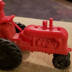 VTG 1950s Barr Rubber Products Red Ohio Tractor 7” toy

