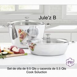 Set De Olla De 9.5 Qts  Y Cacerola De 5.5 Qts Cook Soluction Nuevas En Su Caja 