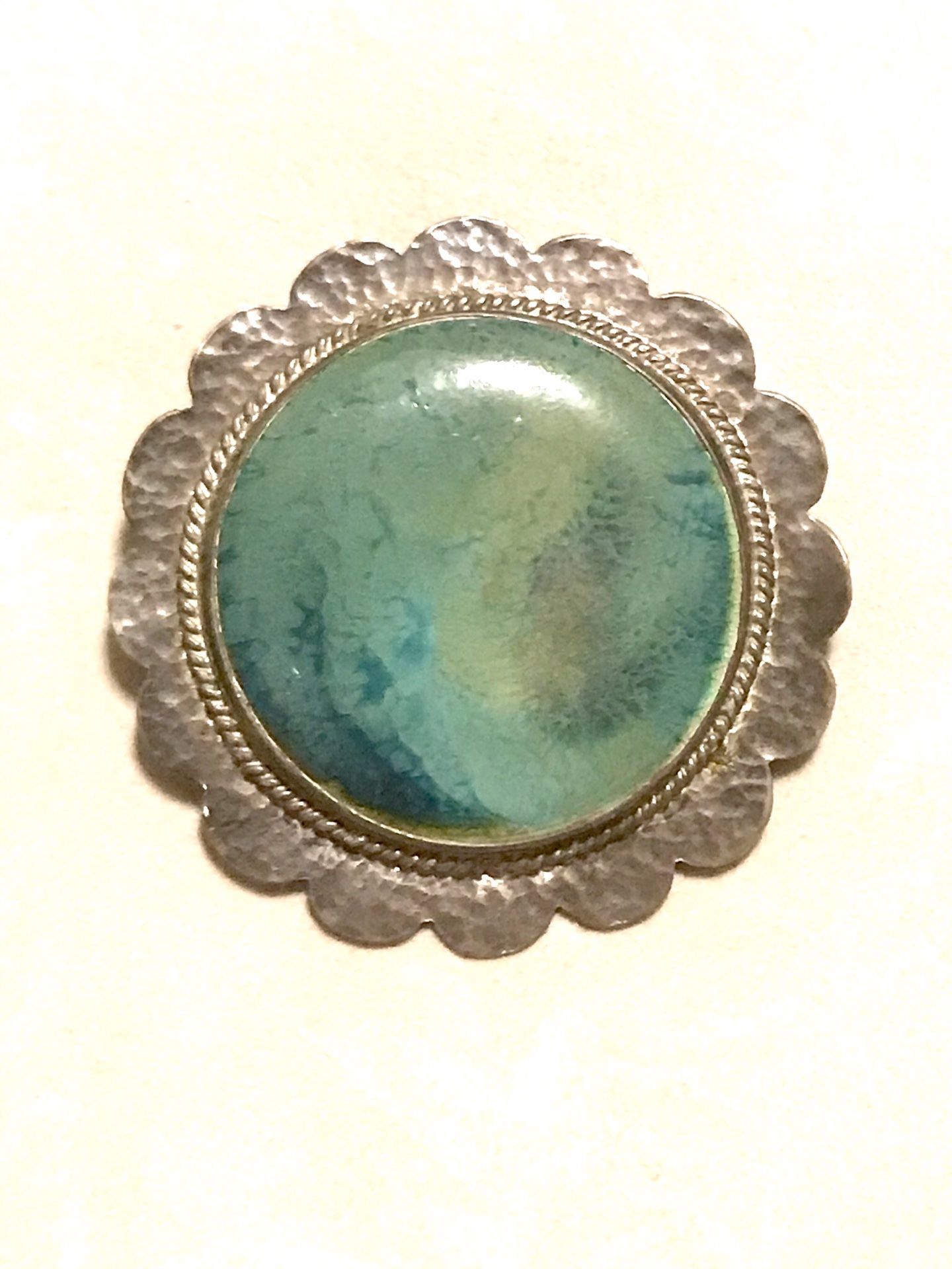 Antique Green Glass Brooch