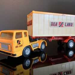 Vintage 1(contact info removed)s Friction Drive  Sea- Land Container Semi Truck Hong Kong HTF