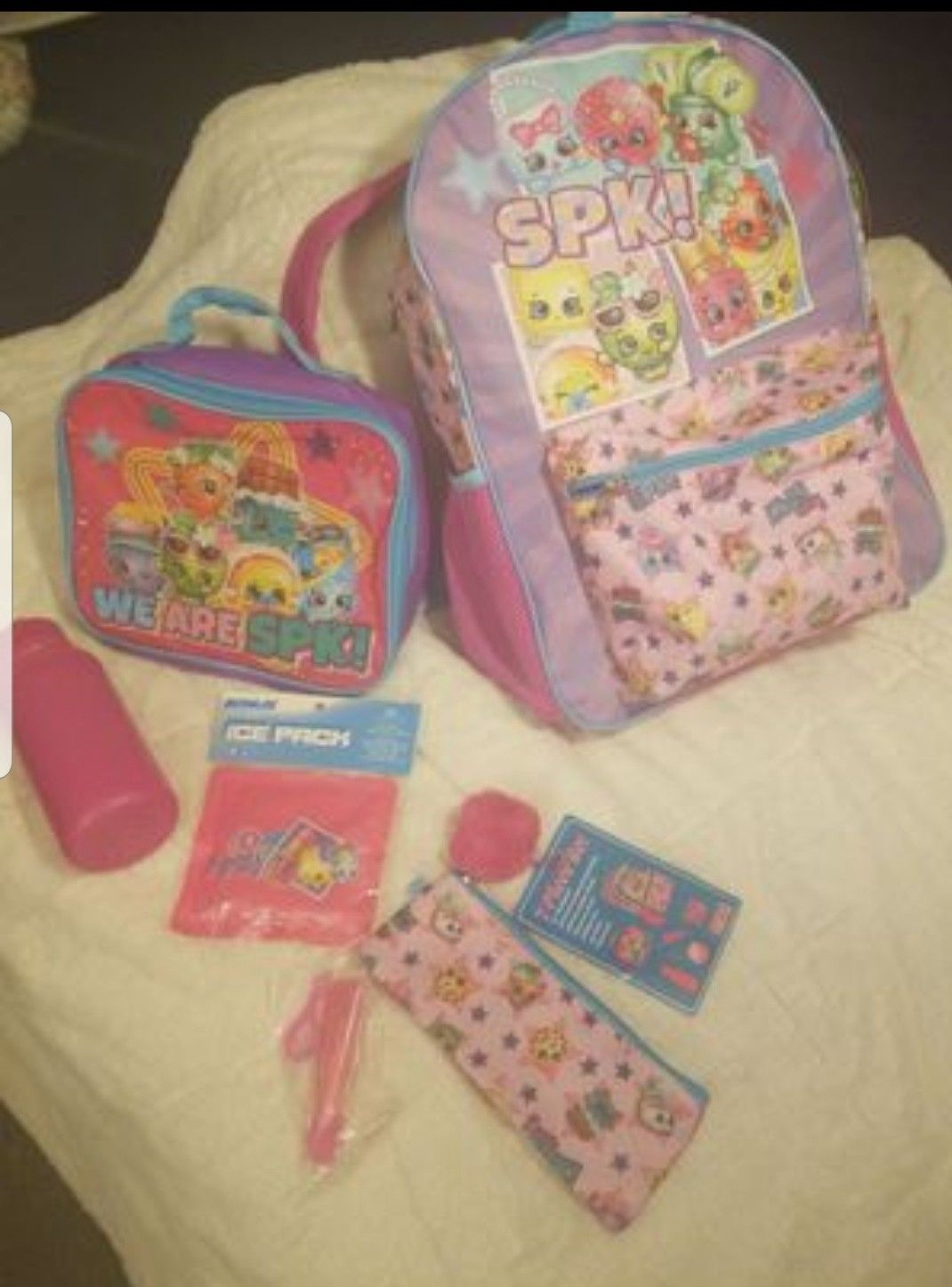 Back to school Shopkins 7pc backpack bookbag set new with tags