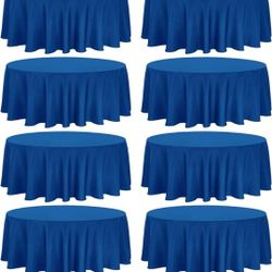 8pack Royal Blue Polyster Round Tablecloth 120inches