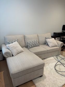 Light Gray Fabric Sectional Sofa with Chaise