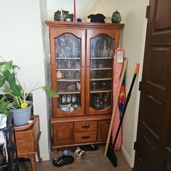 Vintage Wooden Glass Cabinet