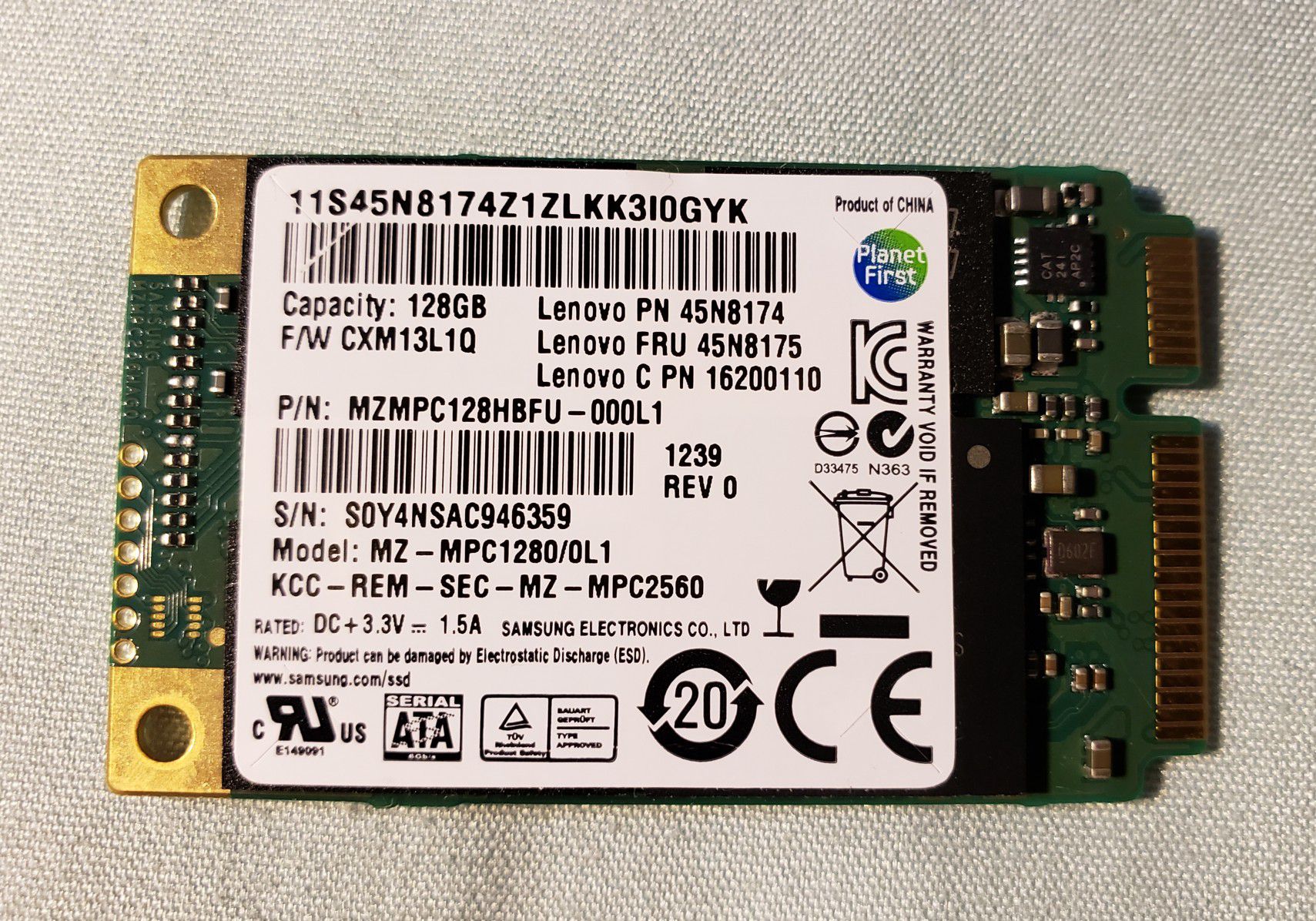 Lenovo 45N8174 128GB SSD Solid State Drive Samsung