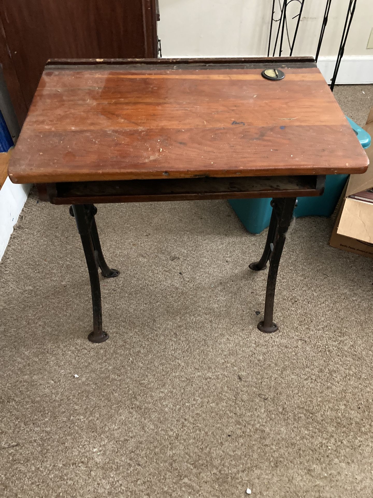 Antique Desk With Ink Holder