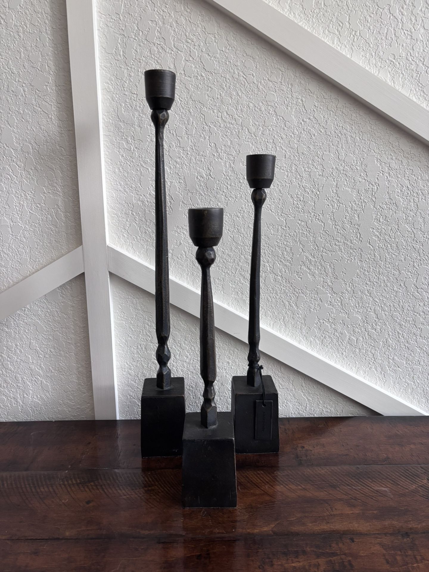 Set Of 3 Iron Decorative Candlestick Holders