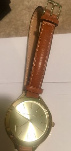 Michael Kors brown leather strap watch