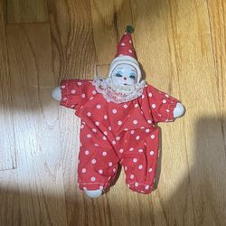 Vintage Stuffed Porcelain Clown 