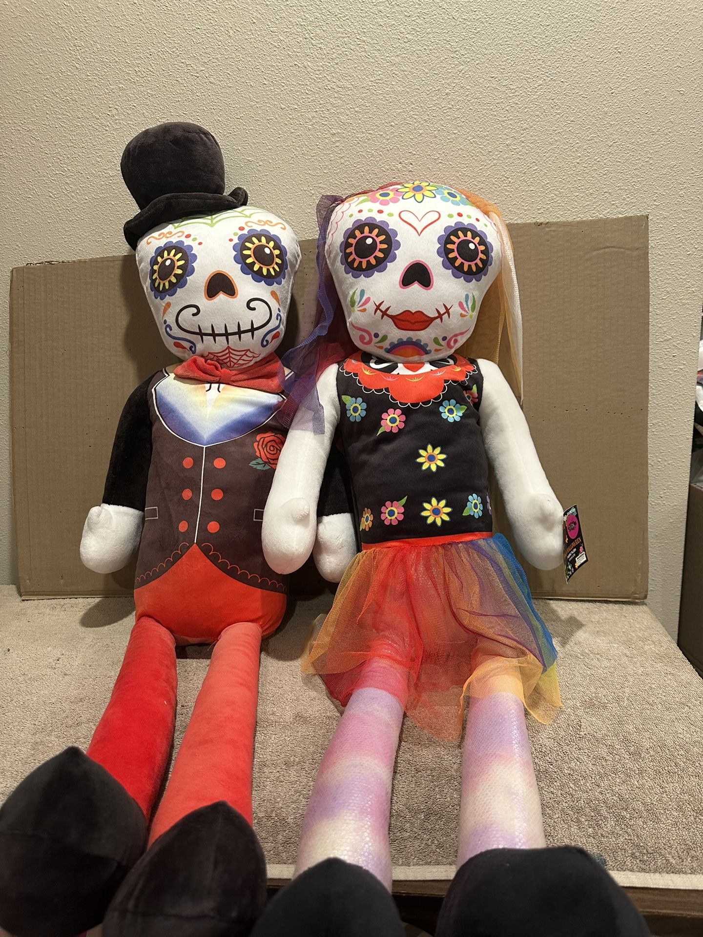 Día De Los Muertos Suger Skull Groom & Bride Fabric Plush Set