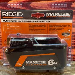 Ridgid (AC840060) Max Output 18V 6.0Ah Lithium-Ion Battery (new sealed)