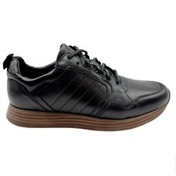 Gucci Men's Black Leather Lace-Up Sneaker 5 G 