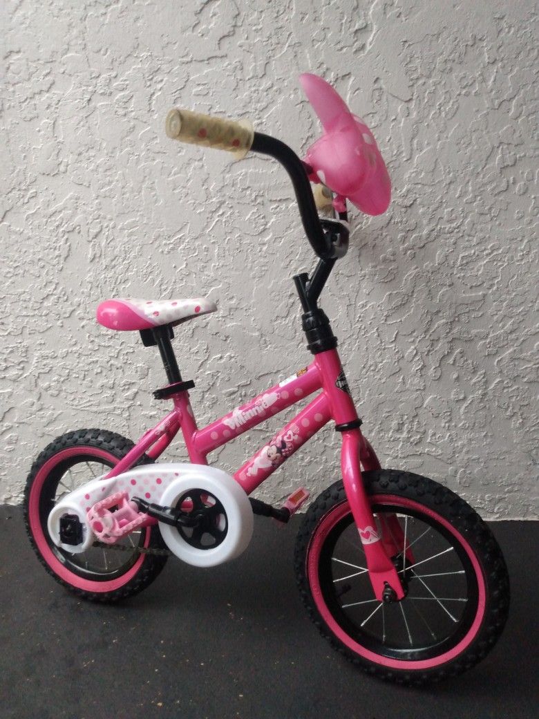 12" Girls Disney Minnie Mouse Huffy Bicycle -front bow tie bike storage compartment
