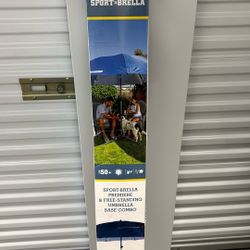 Sport-Brella Premiere Patio / Beach Umbrella w/ Base – New in Box
