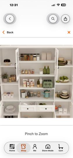 White Wood 63 in. W Buffet and Hutch Kitchen Cabinet With Glass Doors, 2-Drawers, Adjustable Shelves