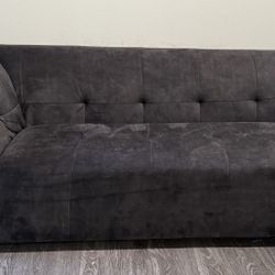 Grey Faux Velvet Couch 