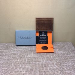 Leather Card Wallet For Men & Women - RFID Blocking Leather Card Holder Wallets (Brown) 