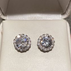 2.5ct Diamond Halo Stud Earrings