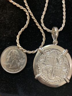 Atocha silver coin pendant with silver chain