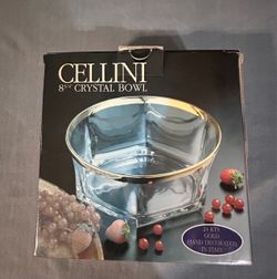Cellini 8¾" Crystal Bowl 24KT Gold Trim