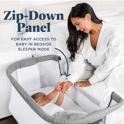 Baby Delight Beside Me Dreamer Bassinet | Bedside Sleeper | 6-Position Height Adjustment | Charcoal Tweed