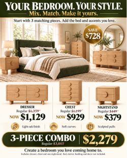 3-Piece Light Oak Bedroom Furniture Set Scandinavian style timeless craftsmanship!!