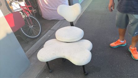 Boucle Rolling Chair with Heart Backrest