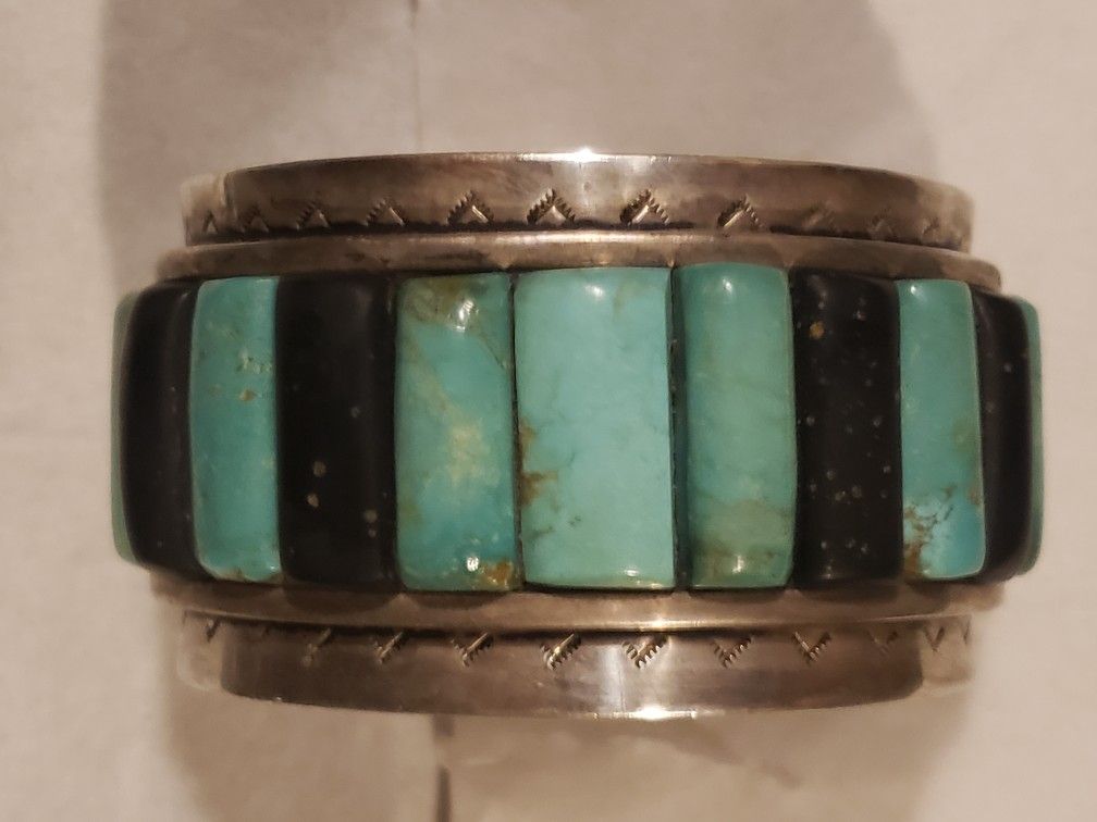 Sterling SILVER Turquoise And Black Onyx BLACELET