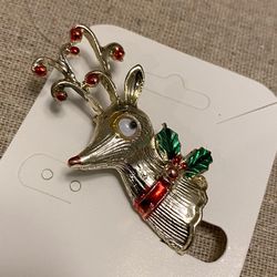 Adorable, retro reindeer with a googly eye watch it bounce around as you move