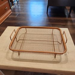Non-Stick Air Fryer Basket Tray Copper Bakeware for The Oven, 12"×9"×2" , good condition