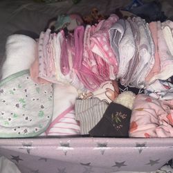 Brand new Basket with three baby towels and washcloths