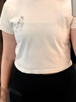 Cream Floral Graphic Crop T-Shirt