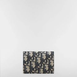 Beige and Black Dior Oblique Jacquard Card Holder / Wallet