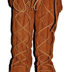 Minnetonka 1422 Leather Moccasins Fringe Boots Tall Bohemian Boho Women's 8 NWOT