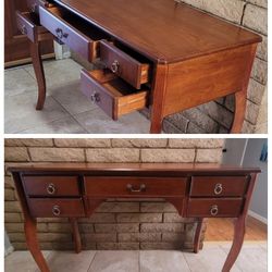 Benjara Wooden Writing Desk with storage drawers