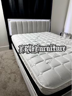 New queen bed frame with mattress