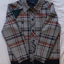 Mr Turk, Designer Plaid Button Up Jacket, Size Medium.