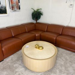 Furniture- 100% Real Top Grain Leather 5 Pc Sectional With 2 Power Recliners- Lexanna 